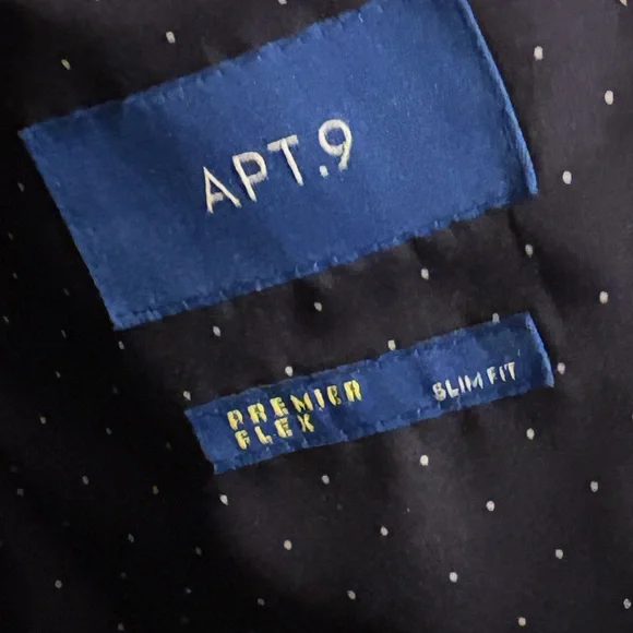 2pc set/Apt. 9 Premier Flex Slim Fit Navy Blue Suit Jacket~ 40R- Pants 33/32 - Picture 4 of 15